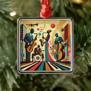 Mid Century Jazz Age-kvartetten Julgransprydnad Metall