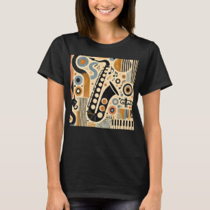 Mid Century Jazz Age Minimalist Art Saxophone T Shirt