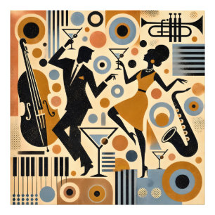 Mid Century Jazz Age Minimalistisk Konst Martini D Fototryck