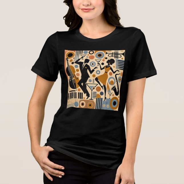 Mid Century Jazz Age Minimalistisk Konst Martini D T Shirt (Framsida)