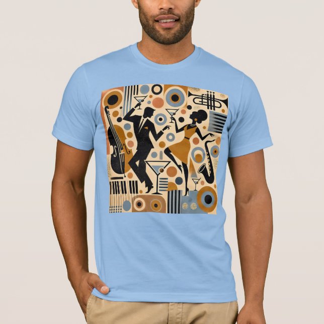 Mid Century Jazz Age Minimalistisk Konst Martini D T Shirt (Framsida)