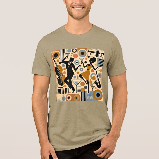 Mid Century Jazz Age Minimalistisk Konst Martini D T Shirt (Framsida)