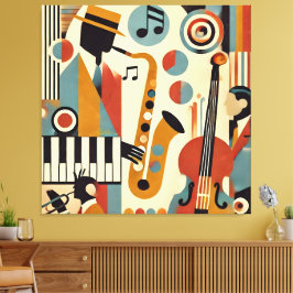 Mid Century Jazz Age Modern Minimalist Trio Canvastryck