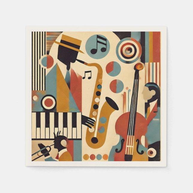 Mid Century Jazz Age Modern Minimalist Trio Pappersservett (Framsidan)