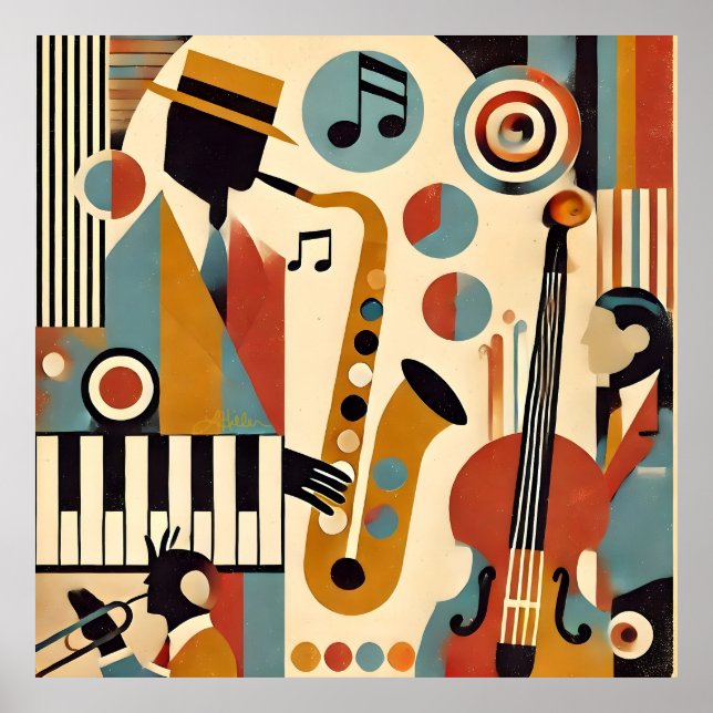 Mid Century Jazz Age Modern Minimalist Trio Poster (Framsidan)