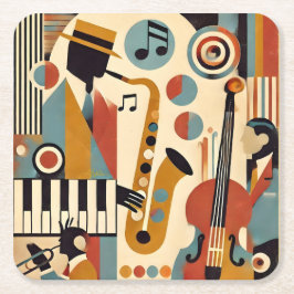 Mid Century Jazz Age Modern Minimalist Trio Underlägg Papper Kvadrat