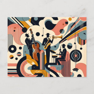 Mid Century Jazz Age Psychedelic Trio Vykort