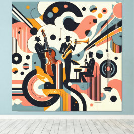 Mid Century Jazz Age Psykedelisk Trio Canvastryck