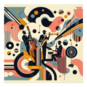 Mid Century Jazz Age Psykedelisk Trio Fototryck