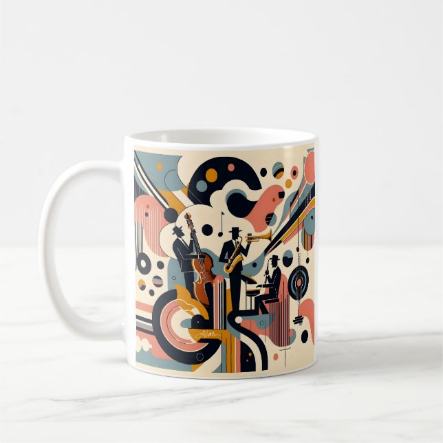 Mid Century Jazz Age Psykedelisk Trio Kaffemugg (Vänster)
