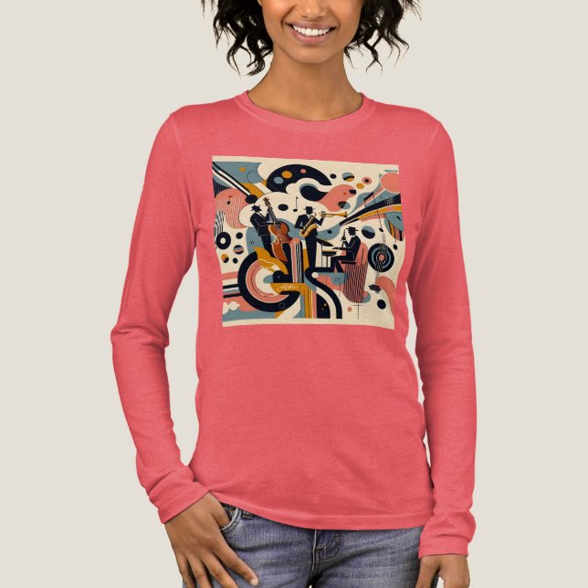 Mid Century Jazz Age Psykedelisk Trio T Shirt (Framsida)