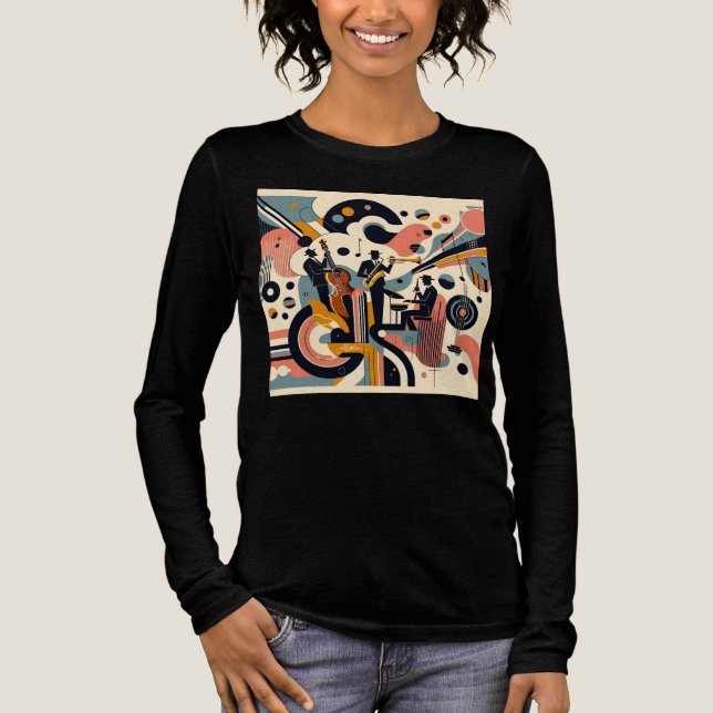Mid Century Jazz Age Psykedelisk Trio T Shirt (Framsida)