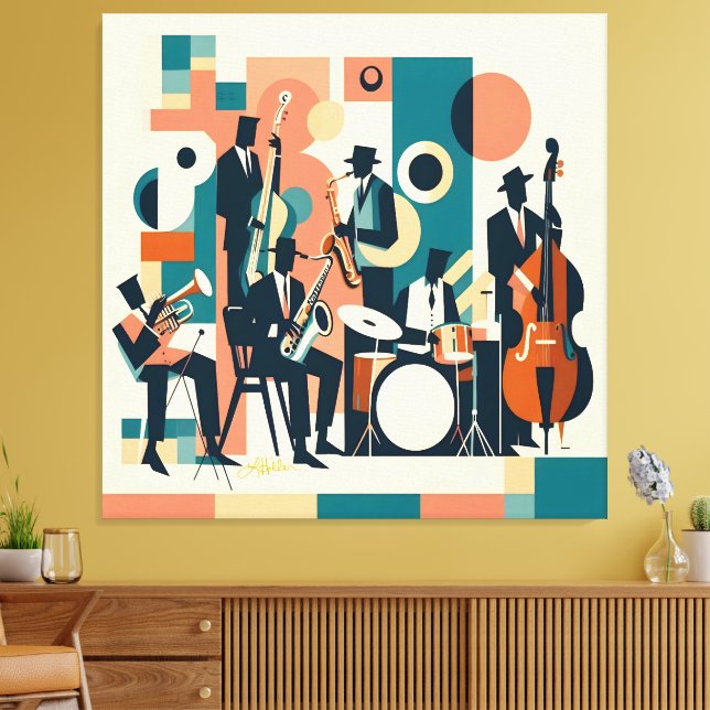 Mid Century Jazz Age Sextet Canvastryck (Insitu (Vardagsrum))