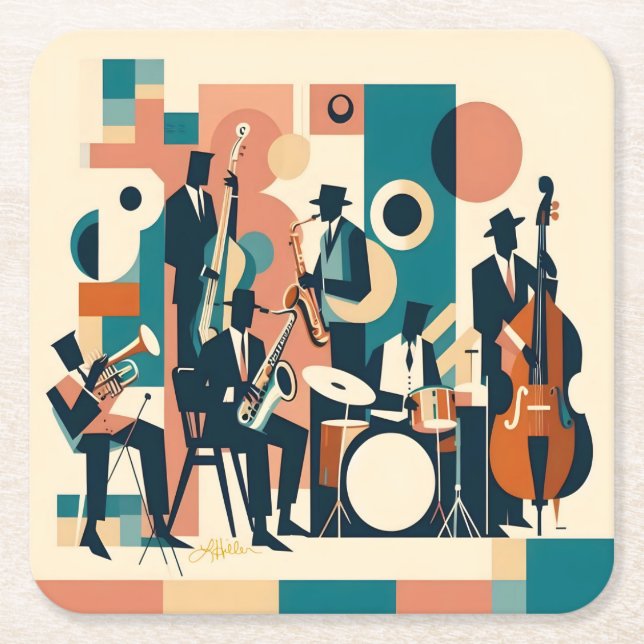 Mid Century Jazz Age Sextet Underlägg Papper Kvadrat (Framsidan)