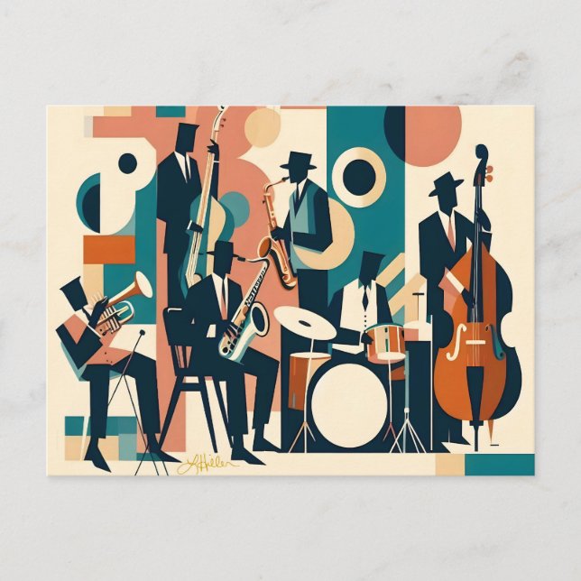 Mid Century Jazz Age Sextet Vykort (Framsida)