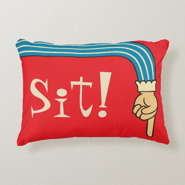 Mid- Century Jazzy Pointing Hand/Finger Manicule Prydnadskudde (Framsidan)