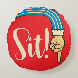 Mid- Century Jazzy Pointing Hand/Finger Manicule Rund Kudde