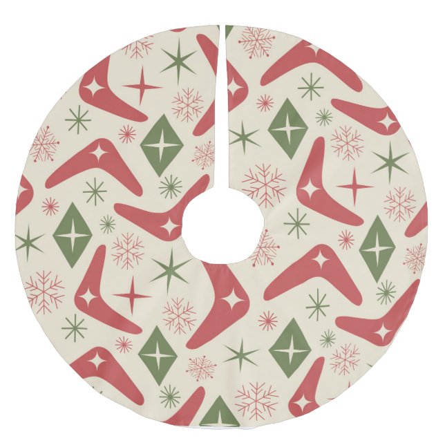 Mid Century Jul Boomeranger med Diamanter  Julgransmatta Borstad Polyester (Framsidan)