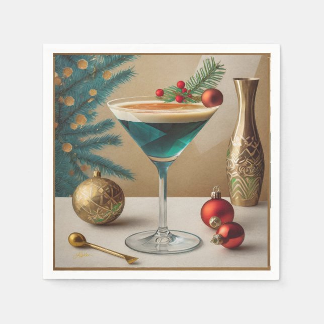 Mid Century Jul Cocktail Party Happy Hour Pappersservett (Framsidan)