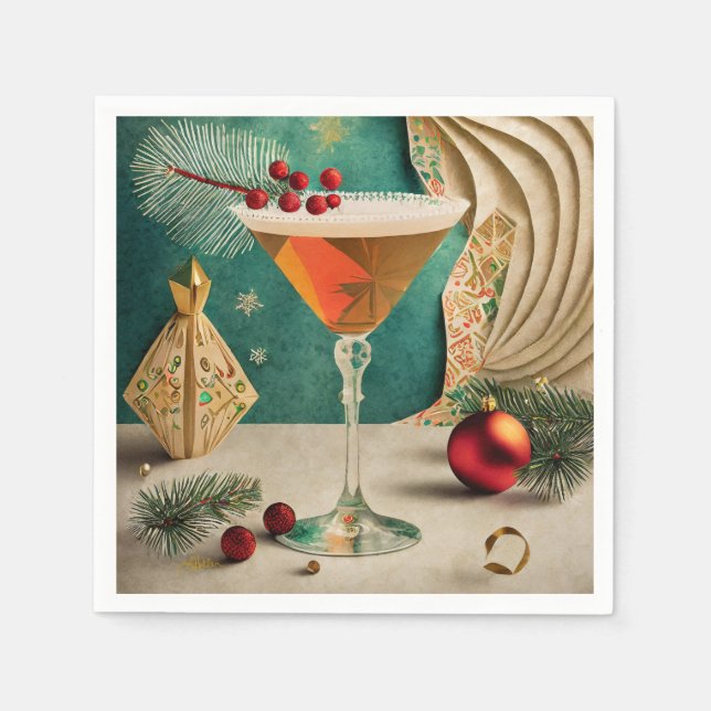 Mid Century Jul Cocktail Party Happy Hour Pappersservett (Framsidan)