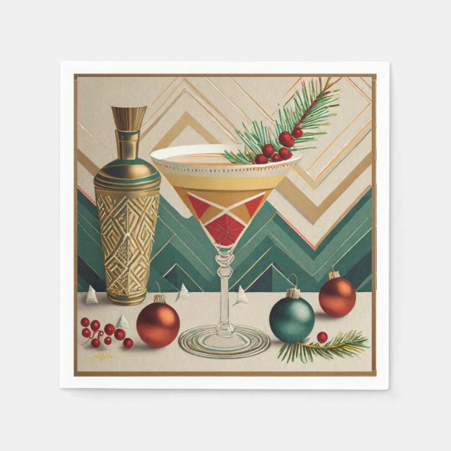 Mid Century Jul Cocktail Party Happy Hour Pappersservett (Framsidan)