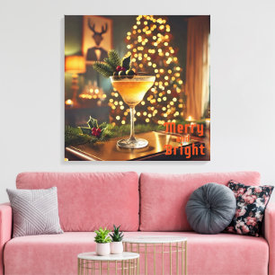 Mid Century Jul Merry & Bright Cocktail Canvastryck