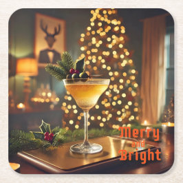 Mid Century Jul Merry & Bright Cocktail  Underlägg Papper Kvadrat