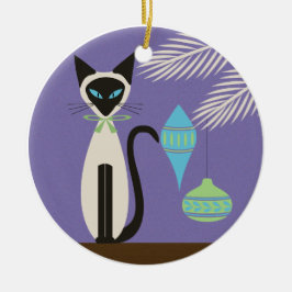 Mid Century Jul Siamese Katt med Ornament 2