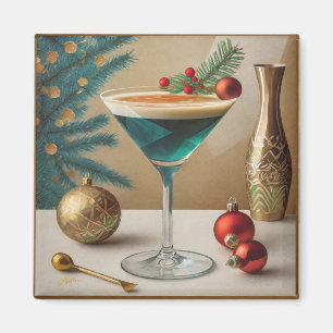 Mid Century-julafton Cocktail Party Lycklig Magnet