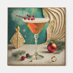 Mid Century-julafton Cocktail Party Lycklig Magnet