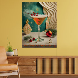 Mid Century-julafton Cocktail Party Lycklig Poster