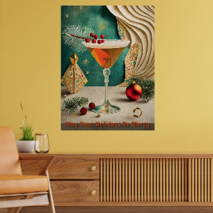 Mid Century-julafton Cocktail Party Lycklig Poster