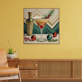 Mid Century-julafton Cocktail Party Lycklig Poster