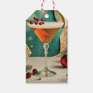 Mid Century-julafton Cocktail Party Lycklig Presentetikett