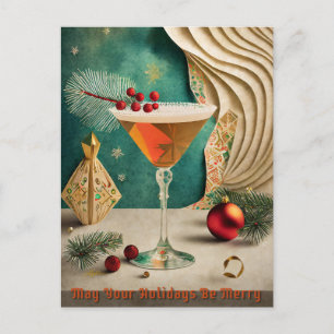 Mid Century-julafton Cocktail Party Lycklig Vykort