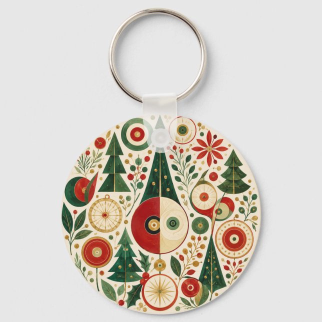 Mid-Century Julmosaik Nyckelring (Framsida)