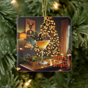Mid Century-jultomte och Bright Cocktail Julgransprydnad Keramik