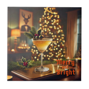 Mid Century-jultomte och Bright Cocktail Kakelplatta
