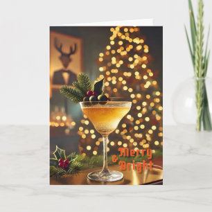Mid Century-jultomte och Bright Cocktail Kort