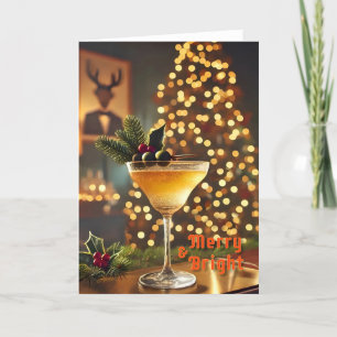 Mid Century-jultomte och Bright Cocktail Kort