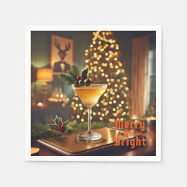 Mid Century-jultomte och Bright Cocktail Pappersservett