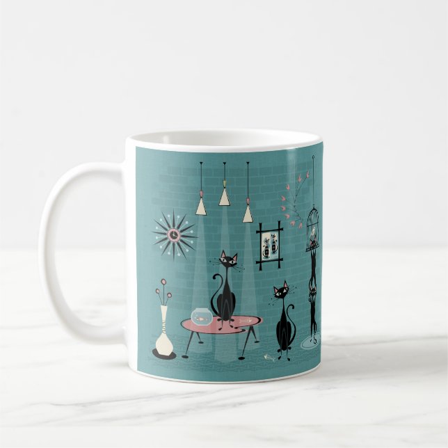 Mid Century Kitty Familjen Olycka ©studioxtine Kaffemugg (Vänster)