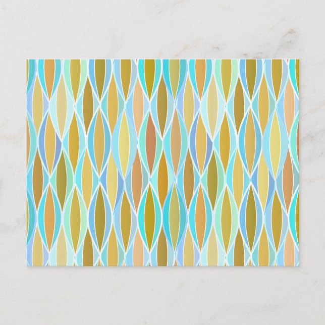 Mid-Century-linjärtryck - blå och neutrala toner Vykort (Framsida)