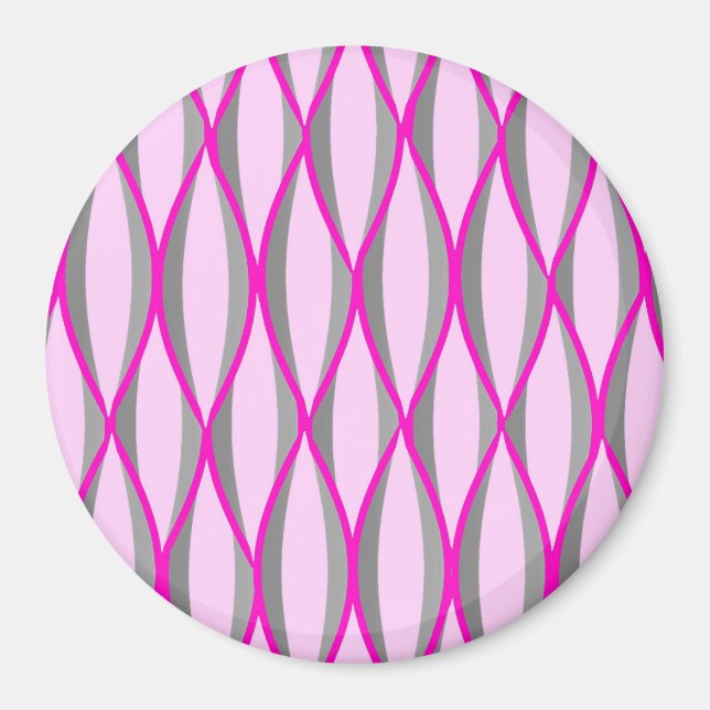 Mid-Century-linjärtryck - rosa och grått Magnet (Framsidan)