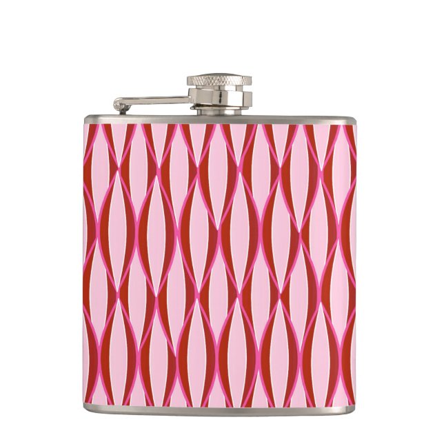 Mid-Century-linjärtryck - rosa och vinrött Fickplunta (Framsidan)