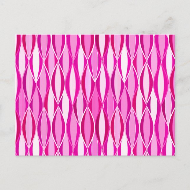 Mid-Century-linjestruks tryck - nyanser av magenta Vykort (Framsida)