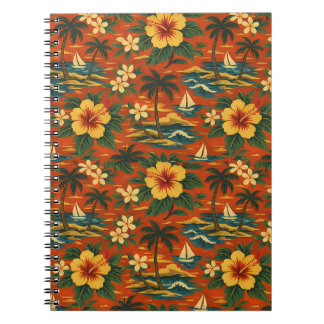 Mid Century livfull hawaiisk skjorttryck Anteckningsbok