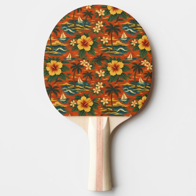 Mid Century livfull hawaiisk skjorttryck Pingisracket (Framsidan)