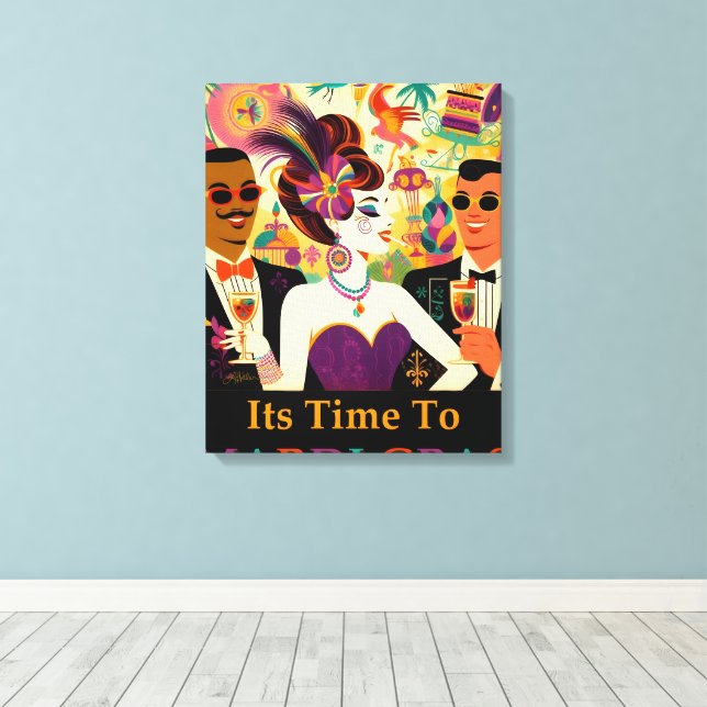 Mid Century Mardi Gras Cocktail Party Canvastryck (Insitu (trägolv))