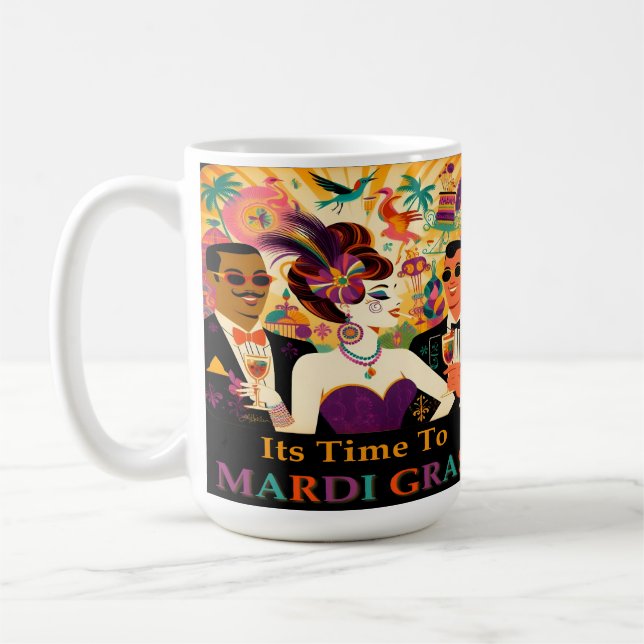 Mid Century Mardi Gras Cocktail Party Kaffemugg (Vänster)